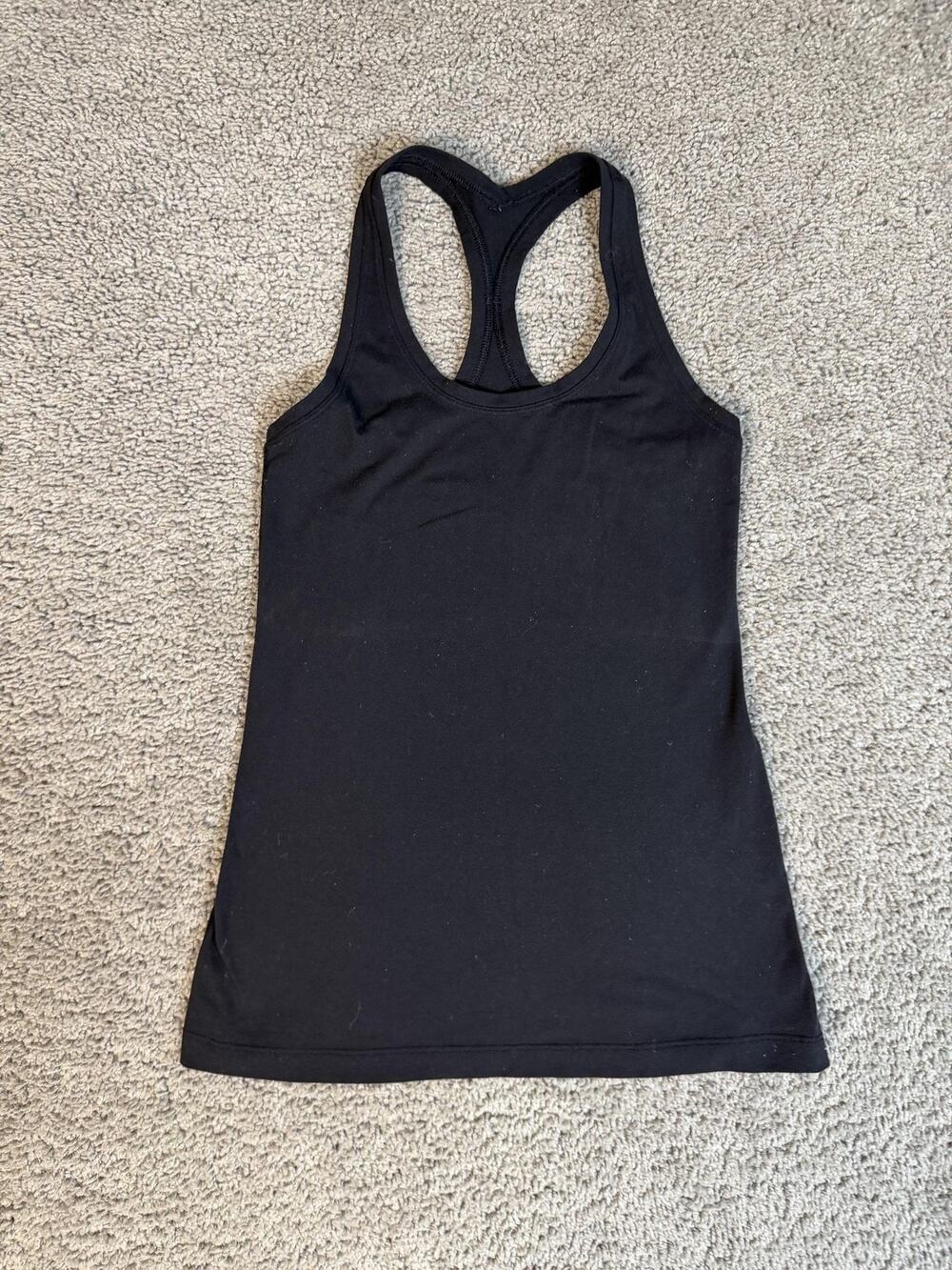 Lululemon Tank Womens 2 Black Basic Athletic Moisture Wicking Tagless Yoga